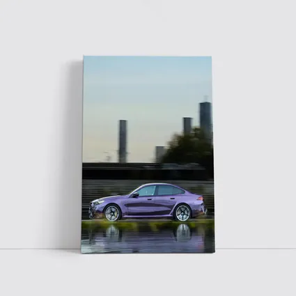 BMW M5 Purple Speeding Through City Streets
