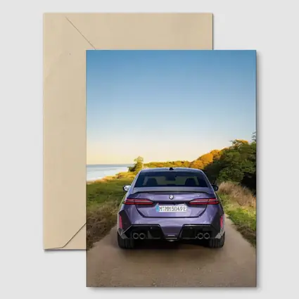 BMW M5 Rear View Coastal Road Sunset