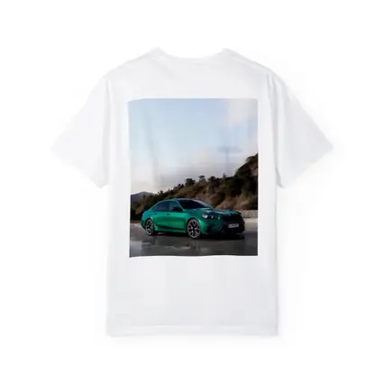 BMW M5 Green Sedan Hillside Setting
