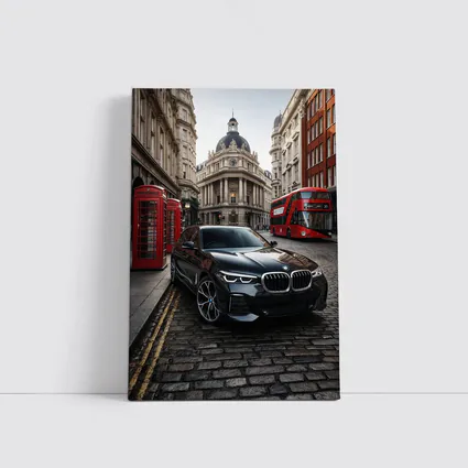 BMW X5 Black on London Cobblestone Street