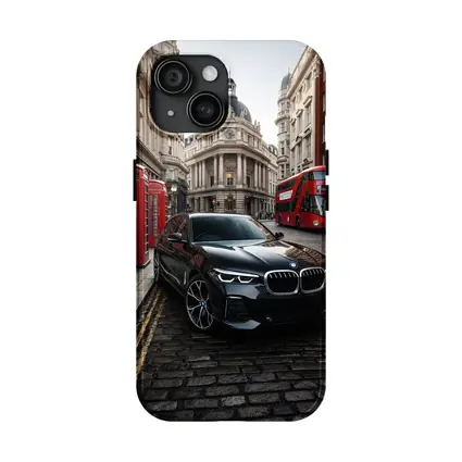 BMW X5 Black on London Cobblestone Street