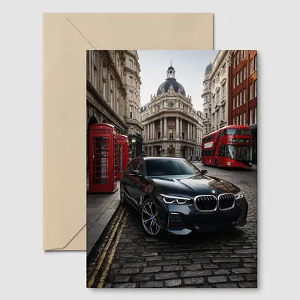 BMW X5 Black on London Cobblestone Street
