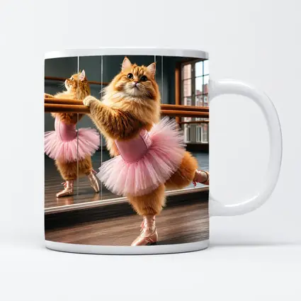 Fluffy Orange Cat Ballet Dancer Studio