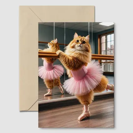 Fluffy Orange Cat Ballet Dancer Studio