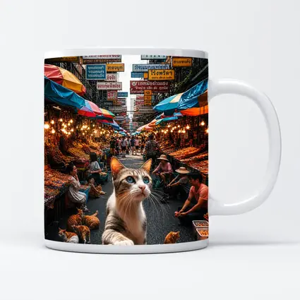 Curious Cat Bangkok Street Market Scene
