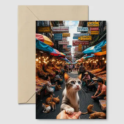 Curious Cat Bangkok Street Market Scene
