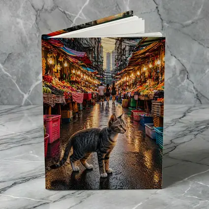 Tabby Cat Bangkok Street Market Sunset