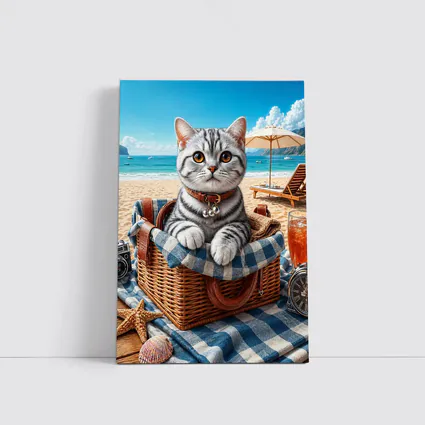 American Shorthair Kitten Beach Picnic Basket