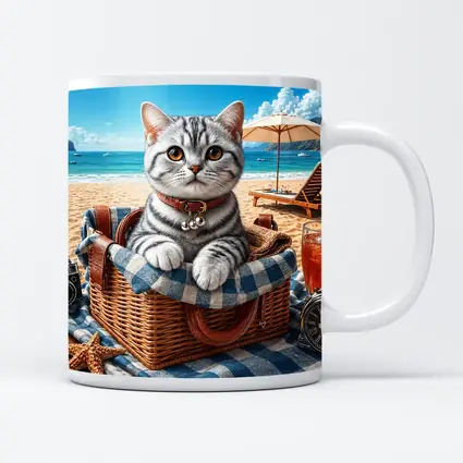 American Shorthair Kitten Beach Picnic Basket