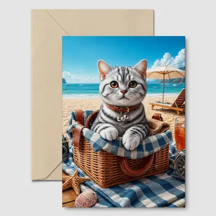 American Shorthair Kitten Beach Picnic Basket