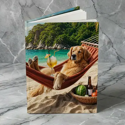 Golden Retriever Relaxing on Beach Hammock