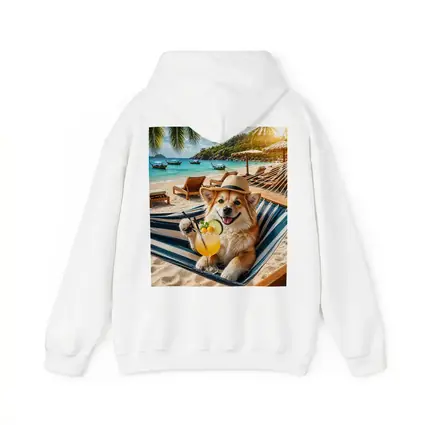 Corgi Dog Relaxing Beach Hammock Cocktail