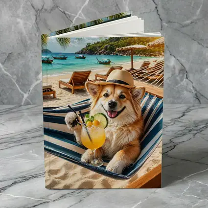 Corgi Dog Relaxing Beach Hammock Cocktail
