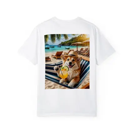 Corgi Dog Relaxing Beach Hammock Cocktail