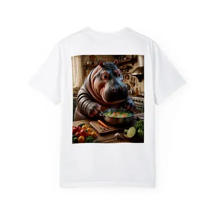 Hippo Chef Cooking Vegetable Soup Rustic Kitchen
