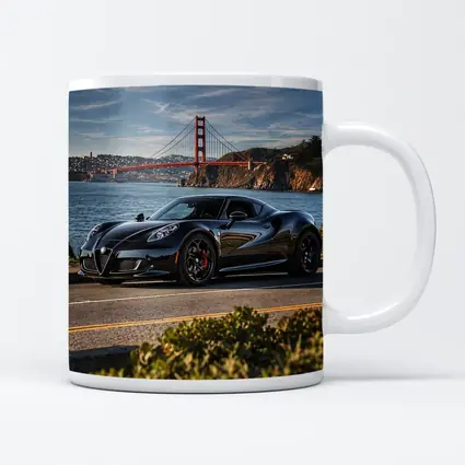 Black Alfa Romeo 4C Golden Gate Bridge
