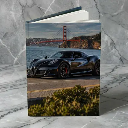 Black Alfa Romeo 4C Golden Gate Bridge