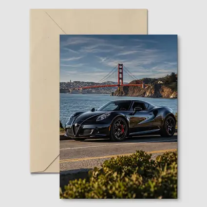 Black Alfa Romeo 4C Golden Gate Bridge