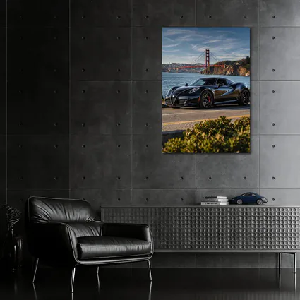 Black Alfa Romeo 4C Golden Gate Bridge