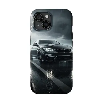 Black BMW M3 in Rainy Thunderstorm