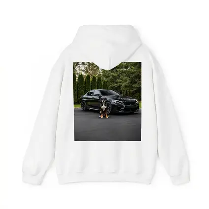 Black BMW M5 Sedan With Dog