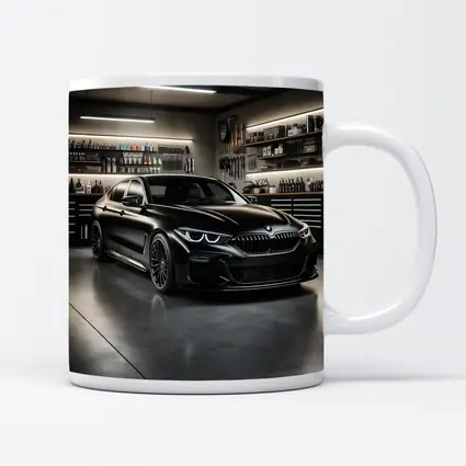 Black BMW Sedan Parked Inside Dark Garage