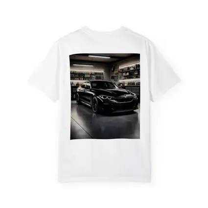 Black BMW Sedan Parked Inside Dark Garage
