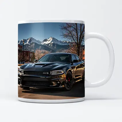 Black Dodge Charger SRT Mountain City Background