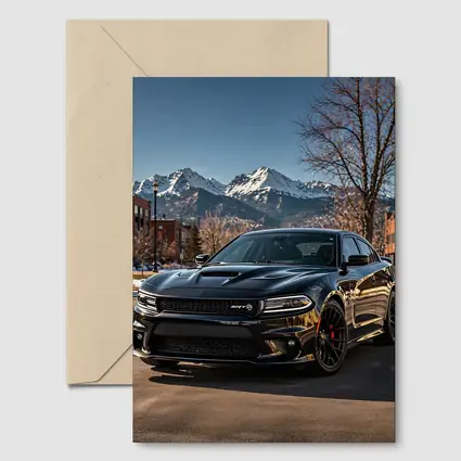 Black Dodge Charger SRT Mountain City Background