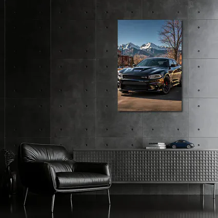 Black Dodge Charger SRT Mountain City Background