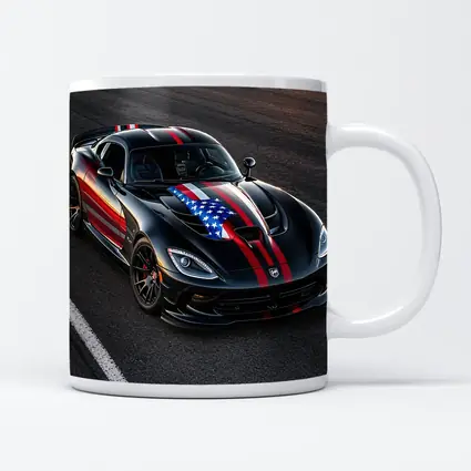Black Dodge Viper American Flag Race Track