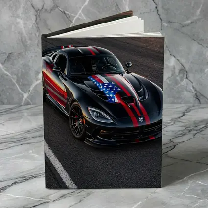 Black Dodge Viper American Flag Race Track