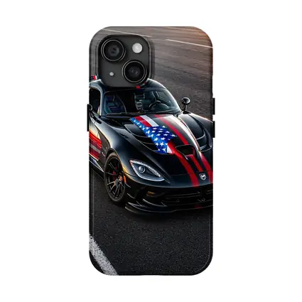 Black Dodge Viper American Flag Race Track