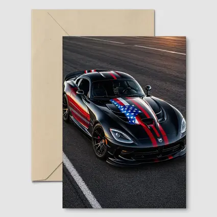 Black Dodge Viper American Flag Race Track