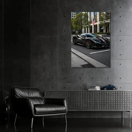 Black Ferrari F8 Tributo Urban Street Scene
