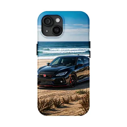 Black Honda Civic Type R Beach