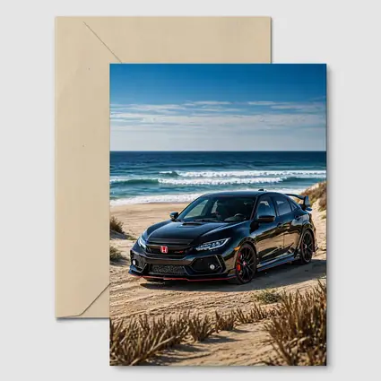 Black Honda Civic Type R Beach