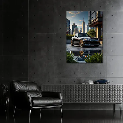Black Honda S2000 City Skyline Scene