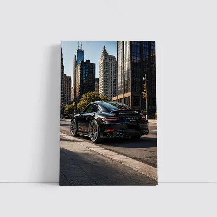 Black Porsche 911 Turbo City Street