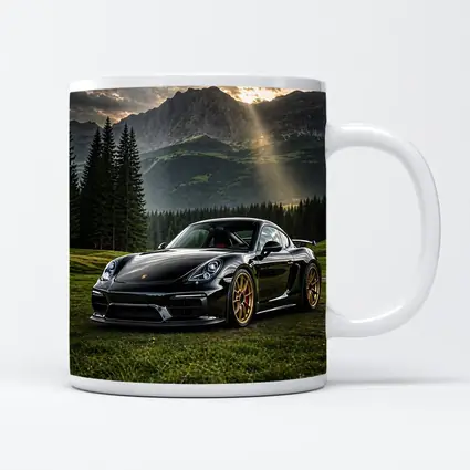 Black Porsche Cayman GT4 Mountain Backdrop