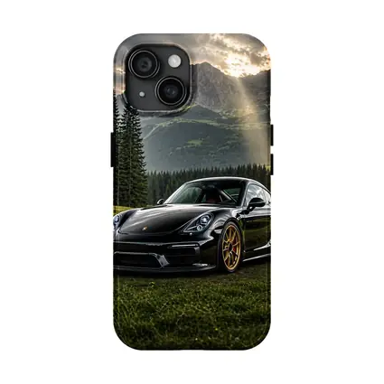 Black Porsche Cayman GT4 Mountain Backdrop