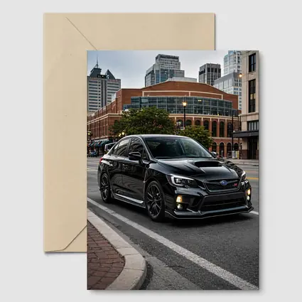 Black Subaru WRX STI Downtown City Street