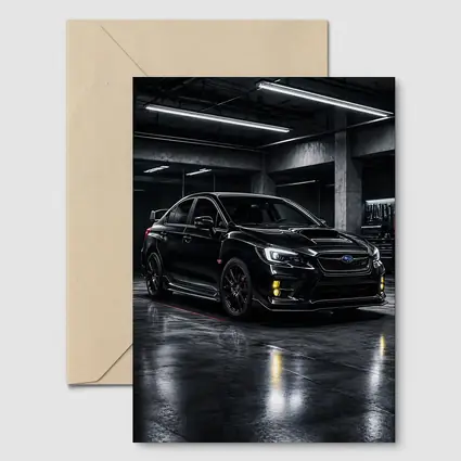 Black Subaru WRX STI Dark Garage
