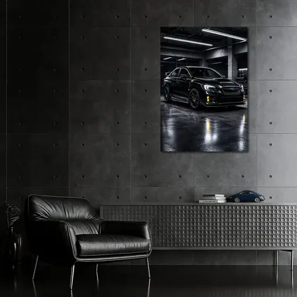 Black Subaru WRX STI Dark Garage