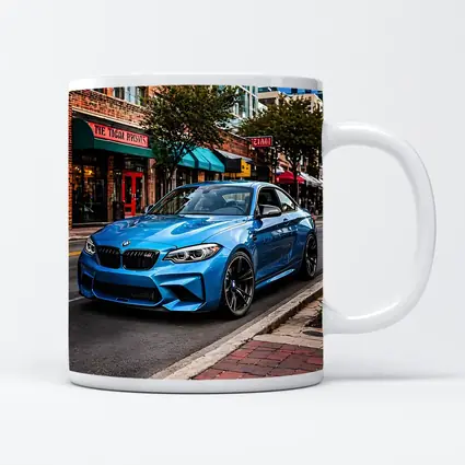BMW M2 Blue Coupe City Street
