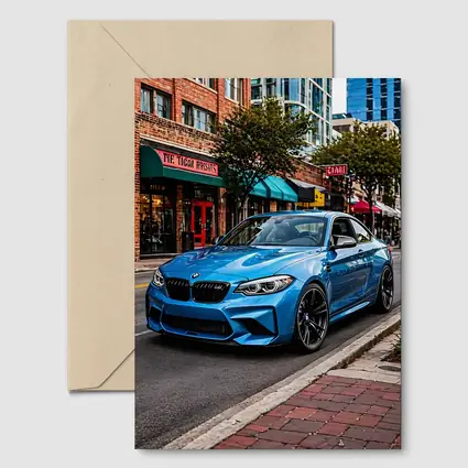 BMW M2 Blue Coupe City Street