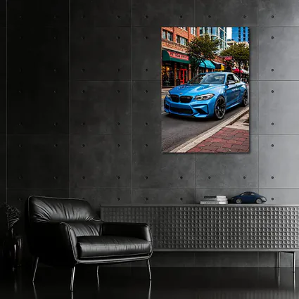 BMW M2 Blue Coupe City Street