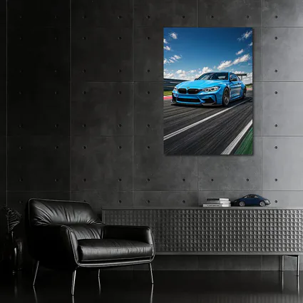 BMW M3 Blue Race Track Speed Art