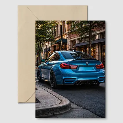 BMW M4 Blue Coupe City Street