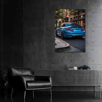 BMW M4 Blue Coupe City Street
